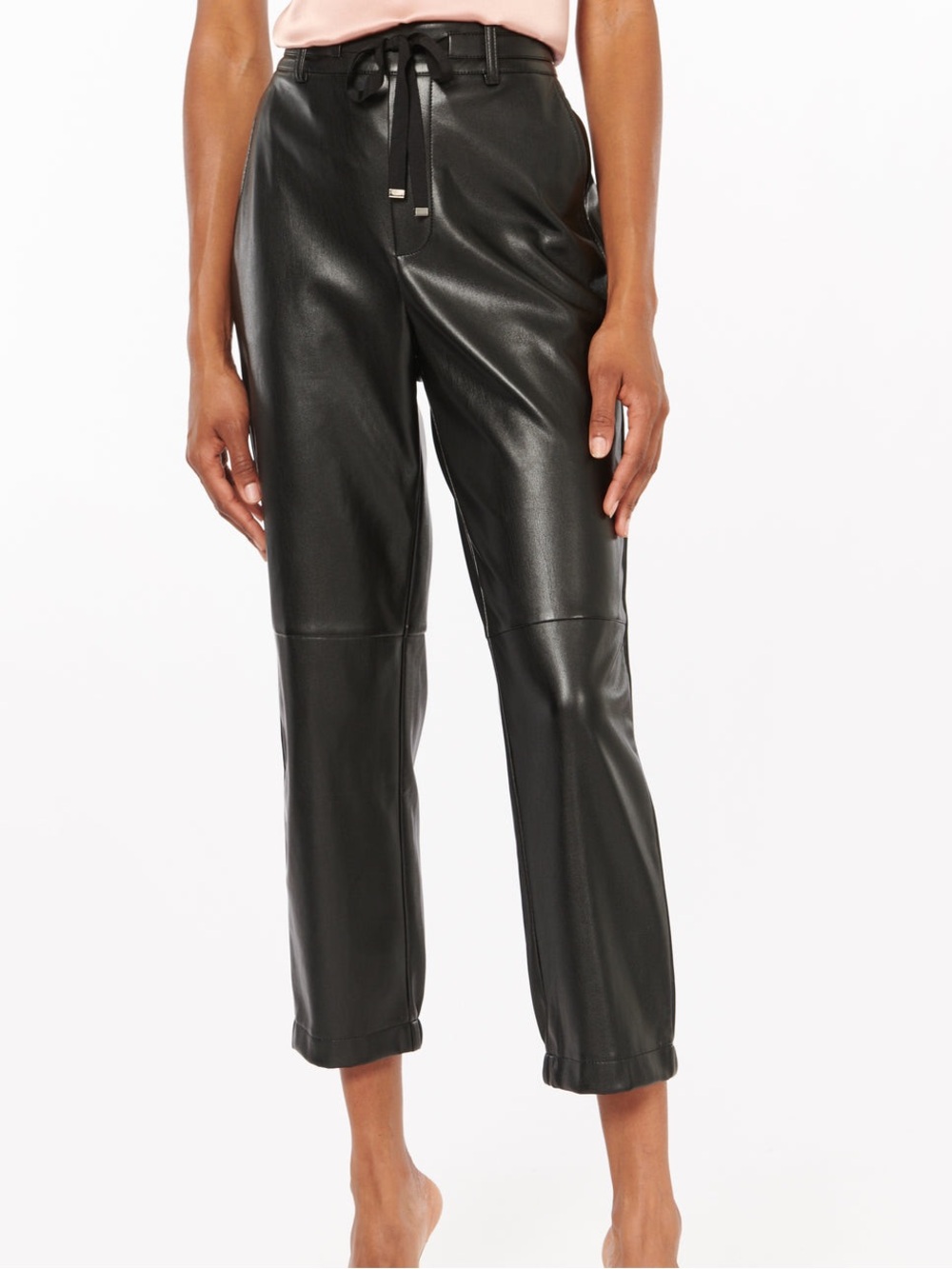 Cami NYC Black Adene Faux Vegan Leather Cropped Jogger Pants XS